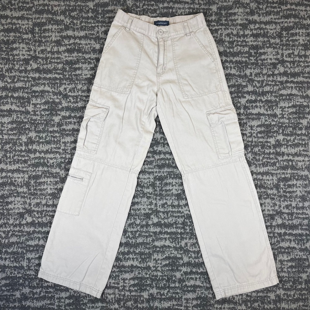 Aeropostale Utility Cargo Pants Tan Khaki Multi Pocket Straight Leg Mens 26x29